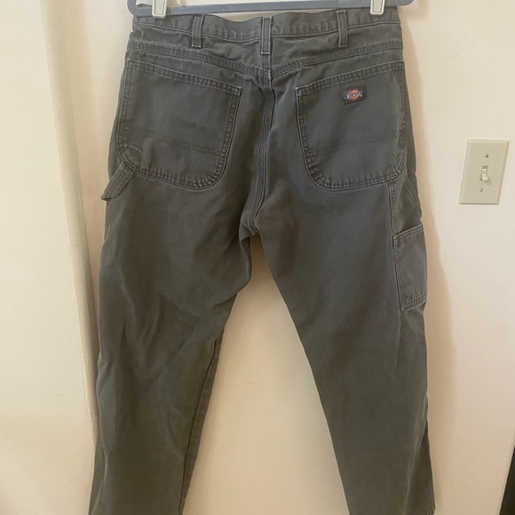 DICKIES Y2K VINTAGE OLIVE GREEN HEAVY DUTY CARGO CARPENTER WORK PANTS 34X32 - Picture 4 of 7